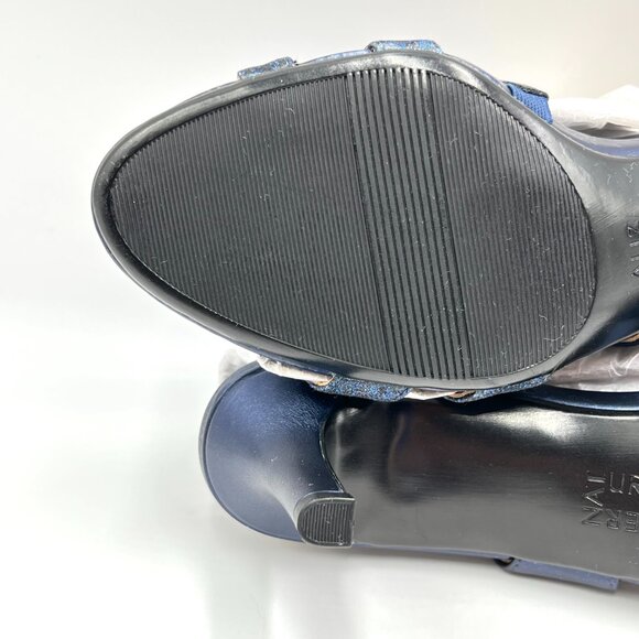 Naturalizer Womens 9.5 Navy Blue Sparkly Strappy Dress Sandals Heels Shoes - Picture 11 of 14